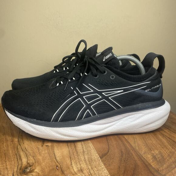 ASICS Gel Nimbus25 Black Pure Silver Womens Black Size 11 Running Shoes 1012B356 - Picture 2 of 13
